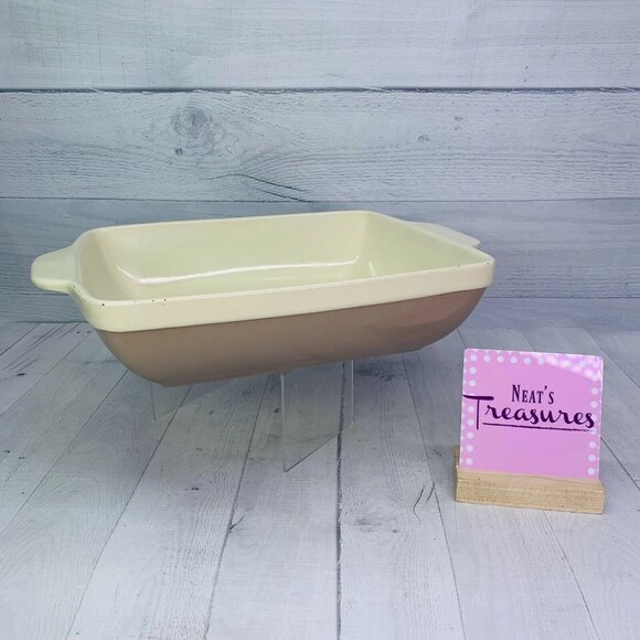 Natural Elements Beige Taupe 4Qt Tab Handle Stoneware Lasagna Casserole Dish Pan - Picture 1 of 11